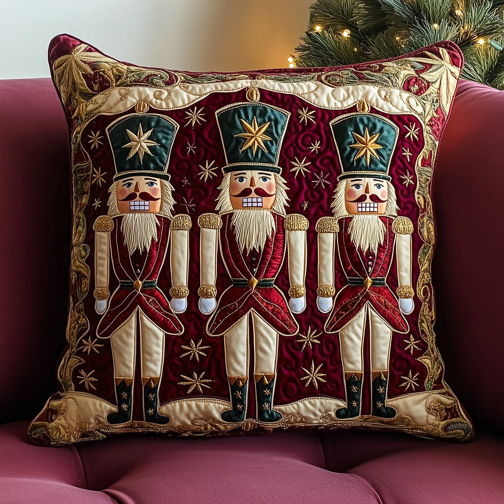 Burgundy Nutcracker Quilted Cushion Cover printed cushion cover