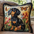 Butterfly and Dachshund Quilted Cushion Cover printed cushion cover