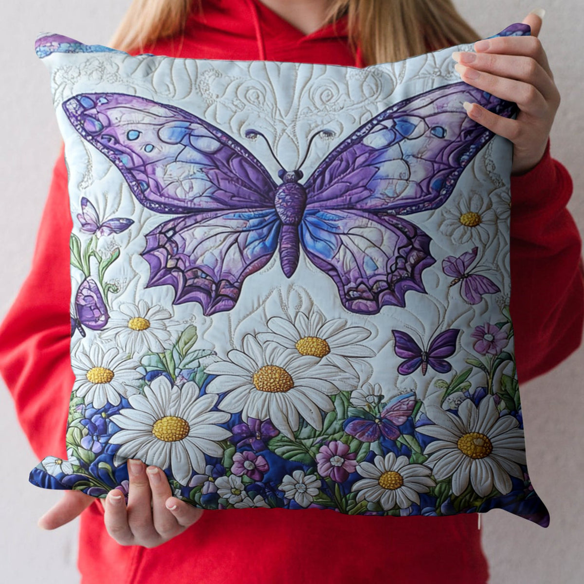 Butterfly Bloom Quilted Cushion Cover printed cushion cover