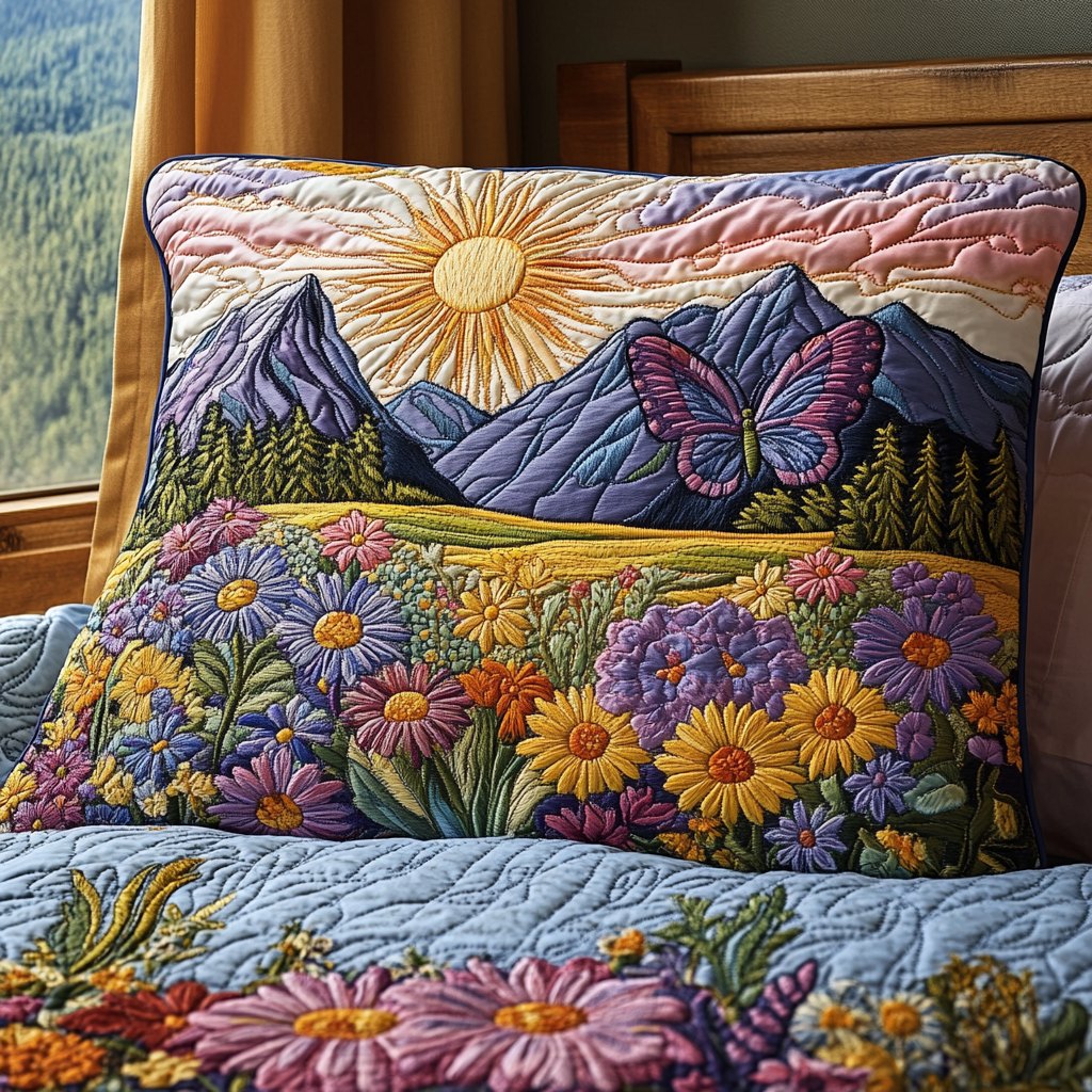 Butterfly Serenity Quilted Bedding Cushion Cover printed cushion cover