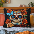 Butterfly Skull Bloom Quilted Bedding Cushion Cover printed cushion cover