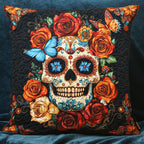 Butterfly Skull Bloom Quilted Cushion Cover printed cushion cover