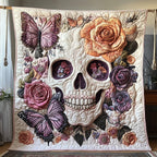 Butterfly Skull Quilted Blanket printed blanket