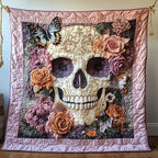 Butterfly Skull Quilted Blanket printed blanket