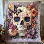 Butterfly Skull Quilted Blanket printed blanket