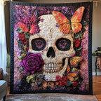 Butterfly Skull Quilted Blanket printed blanket