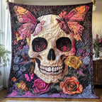 Butterfly Skull Quilted Blanket printed blanket