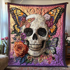 Butterfly Skull Quilted Blanket printed blanket