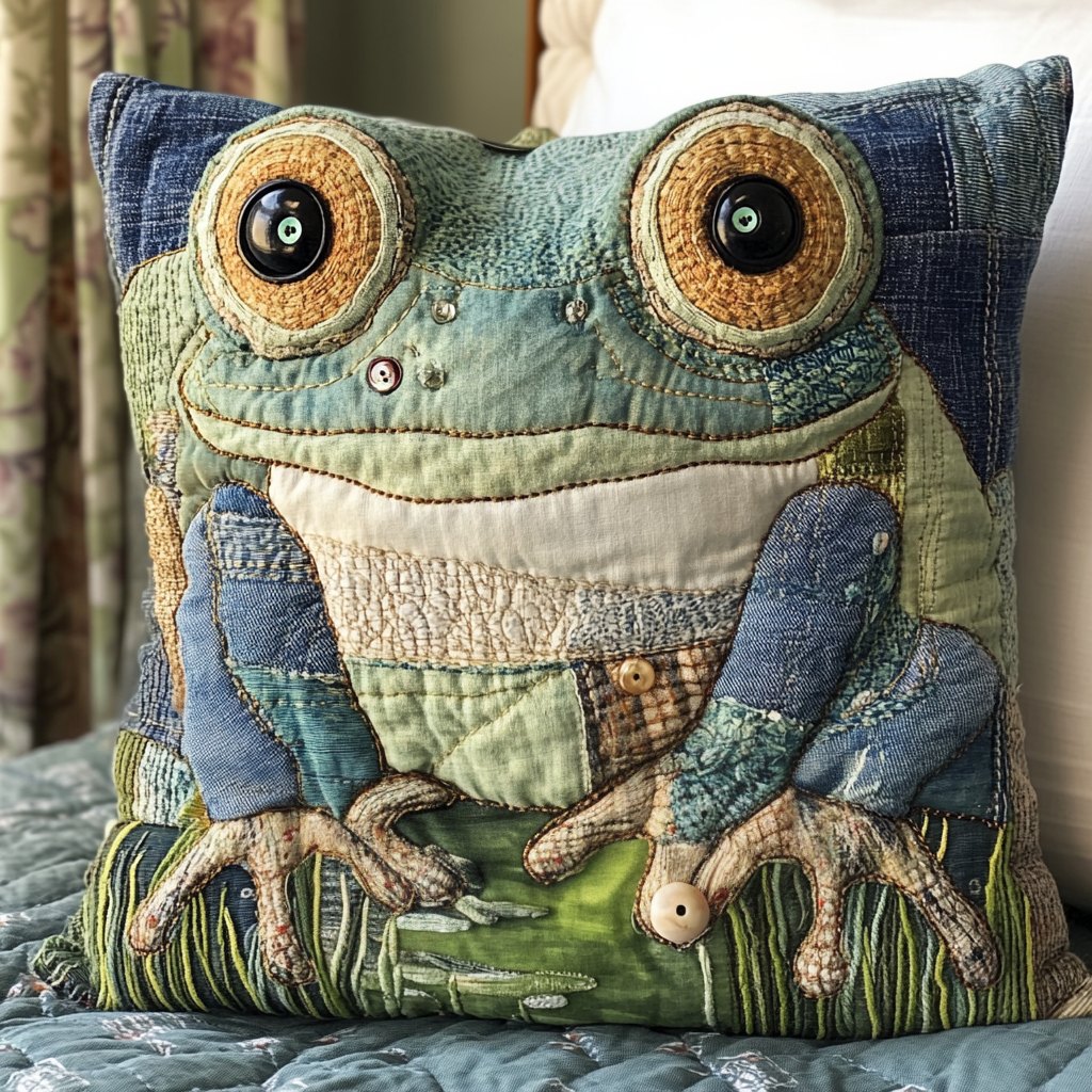 Button Eyes Quilted Cushion Cover printed cushion cover