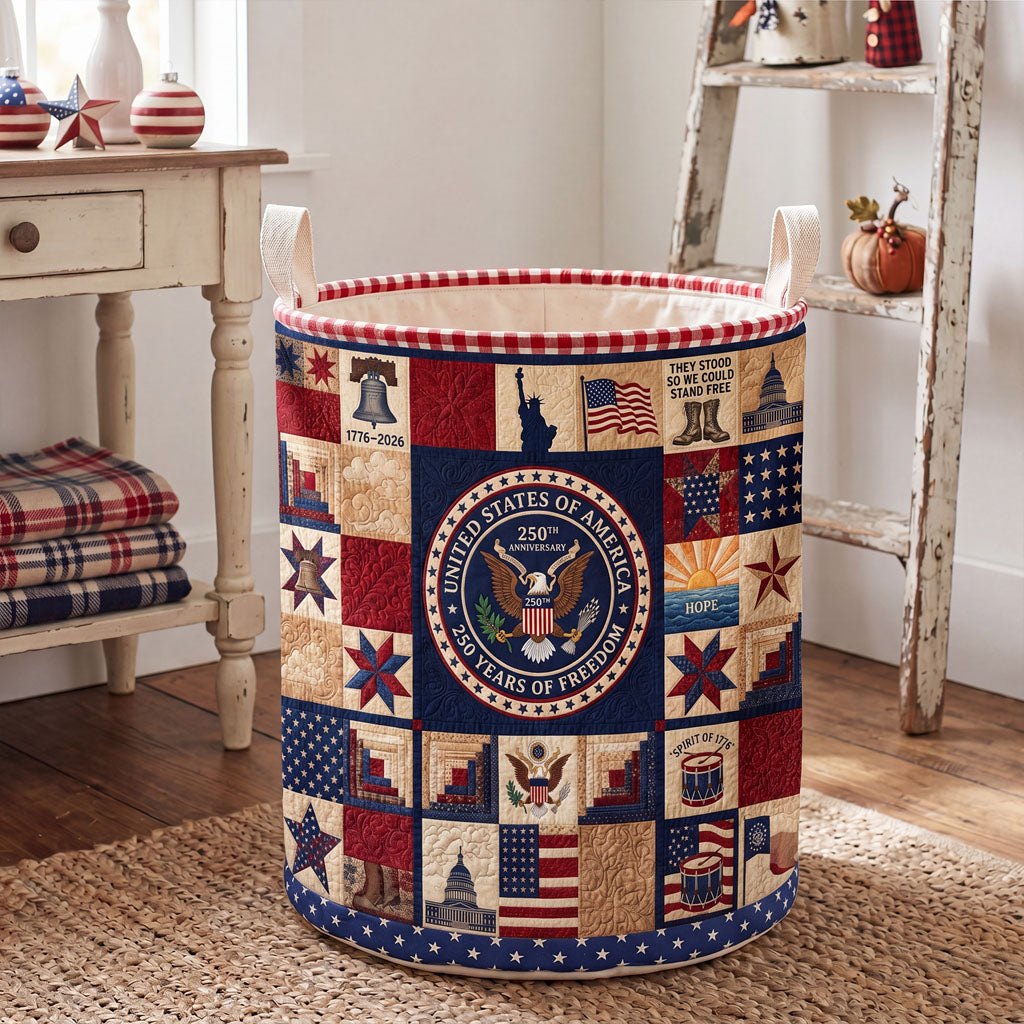 Bygone Bravery Quilted Laundry Hamper printed laundry hamper