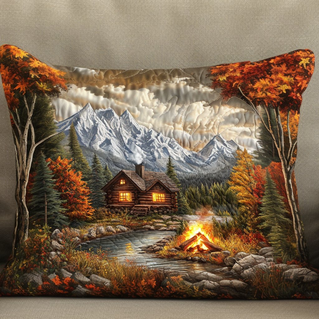 Cabin Camfire Mountains Quilted Bedding Cushion Cover printed cushion cover