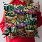 Cactus Blooom Quilted Cushion Cover printed cushion cover