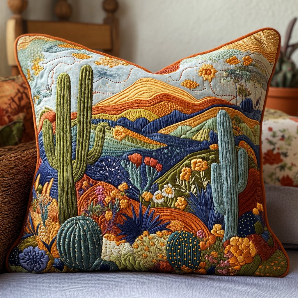 Cactus Country Quilted Cushion Cover printed cushion cover