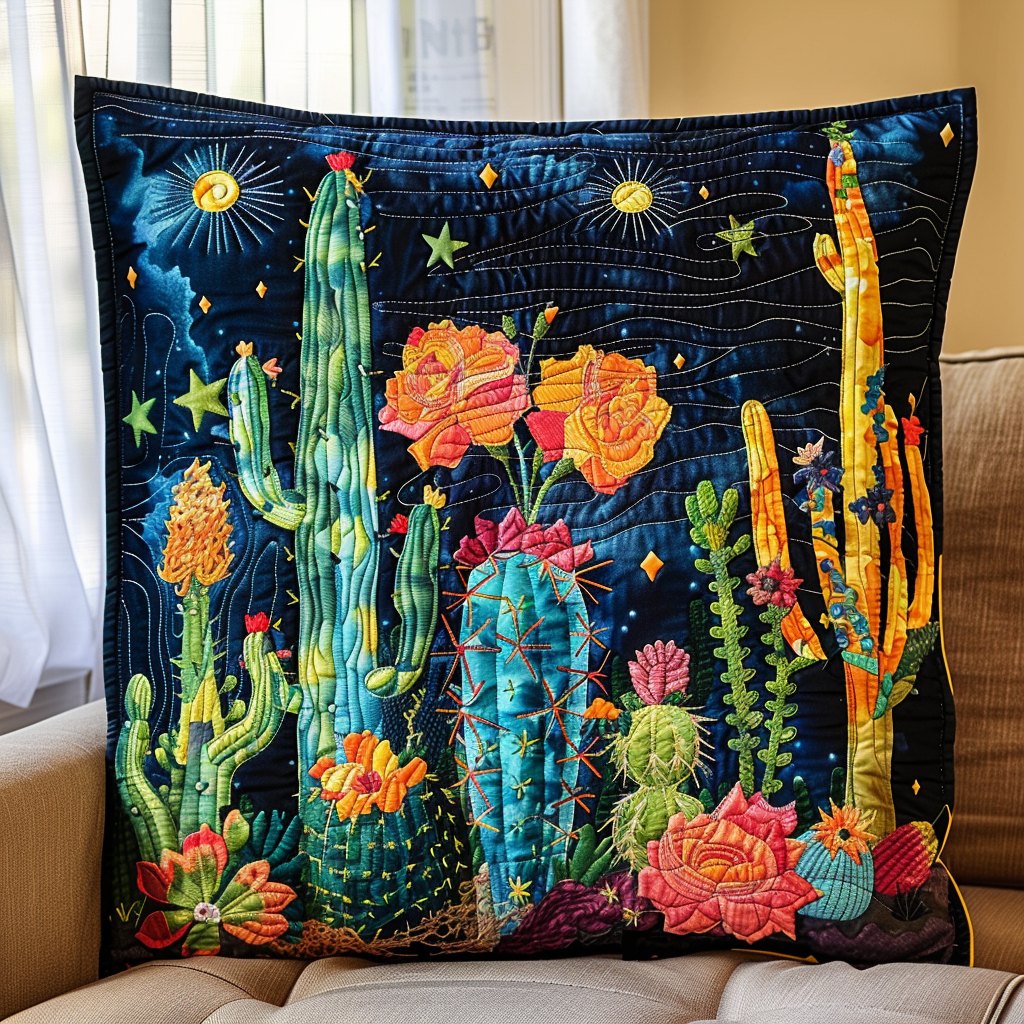 Cactus Dream Quilted Cushion Cover printed cushion cover