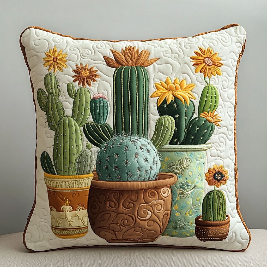 Cactus Dream Quilted Cushion Cover printed cushion cover