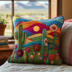 Cactus Dreamscape Quilted Cushion Cover printed cushion cover