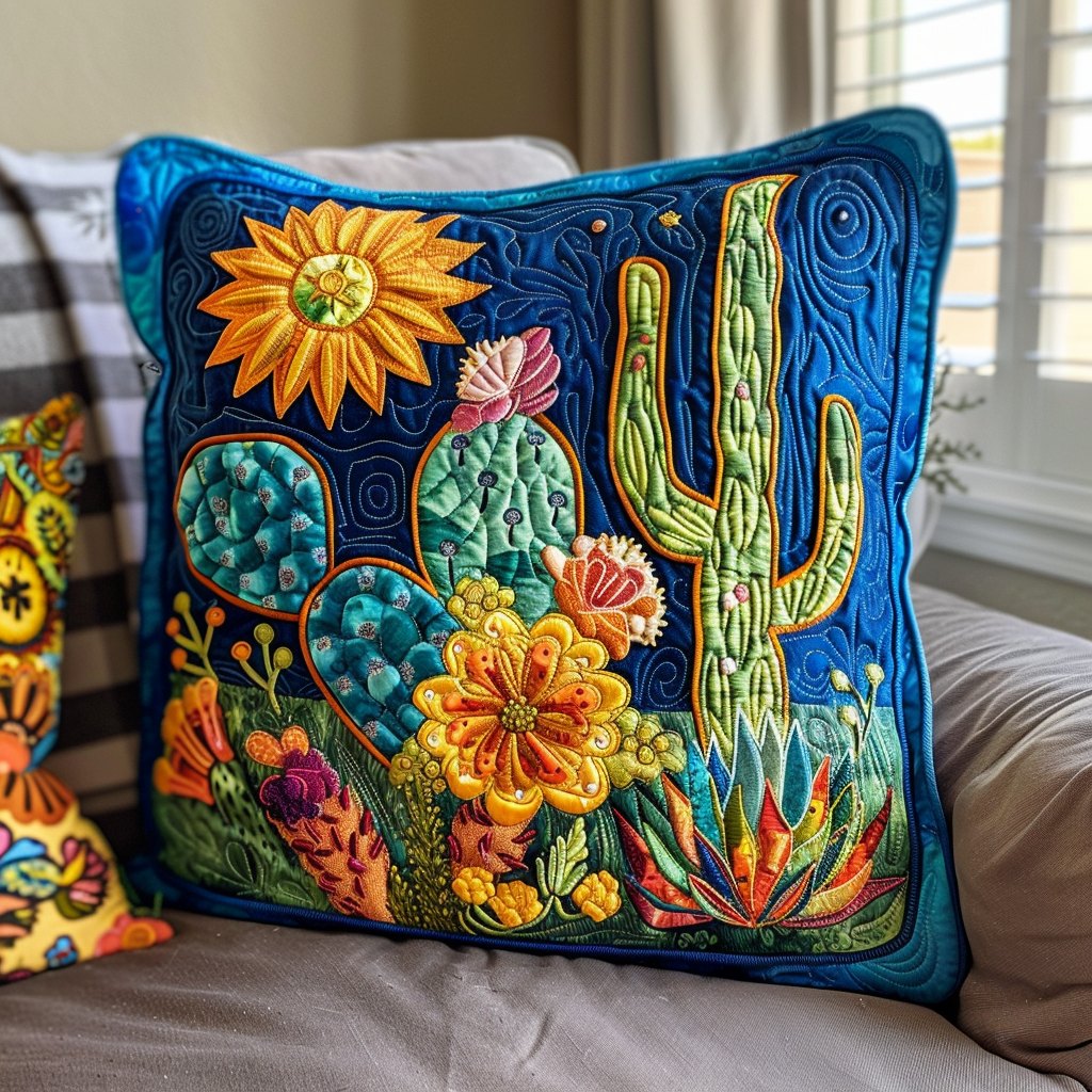 Cactus Fiesta Quilted Cushion Cover printed cushion cover