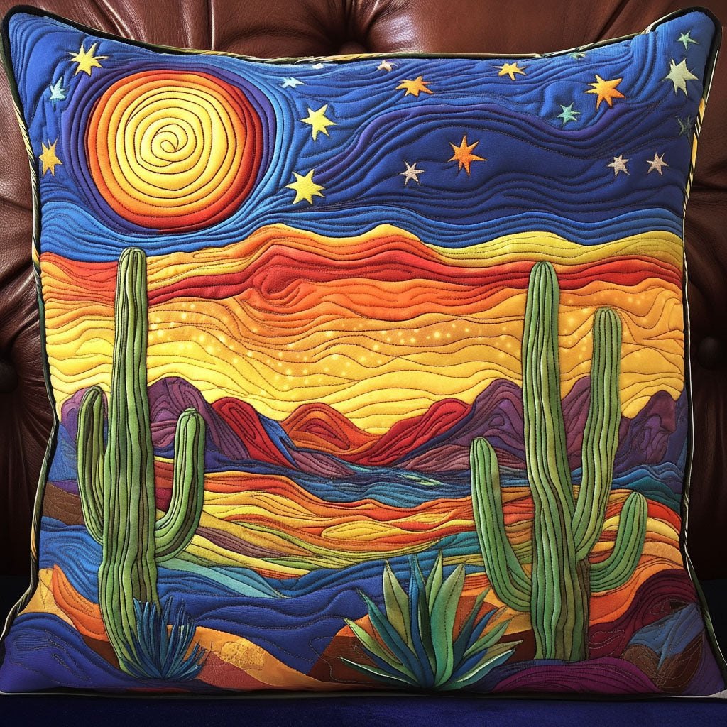 Cactus Haven Quilted Cushion Cover printed cushion cover