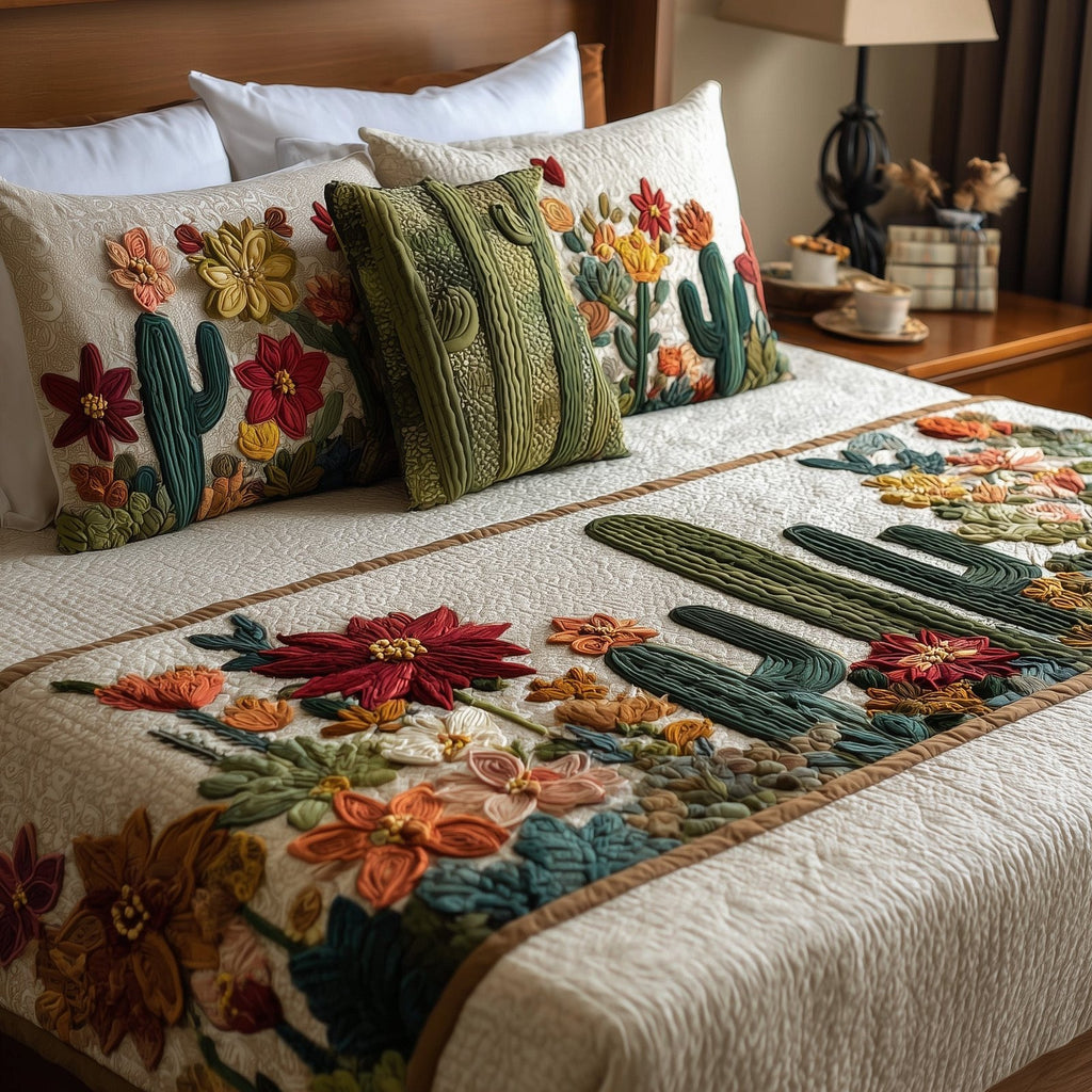 Cactus Heaven Quilted Cushion Cover printed cushion cover