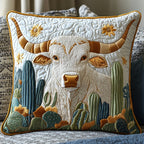 Cactus Longhorn Quilted Cushion Cover printed cushion cover
