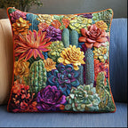 Cactus Oasis Quilted Cushion Cover printed cushion cover