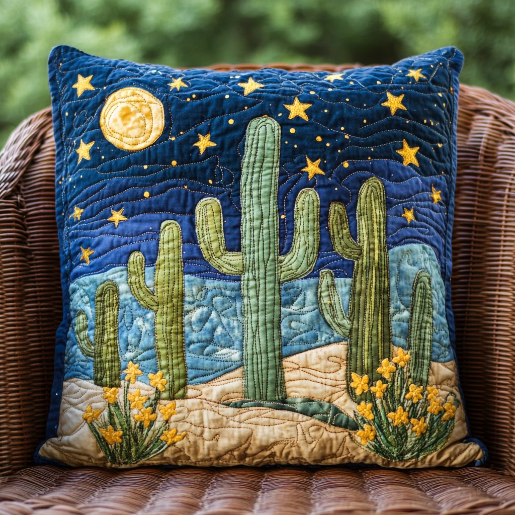 Cactus Sky Quilted Cushion Cover printed cushion cover
