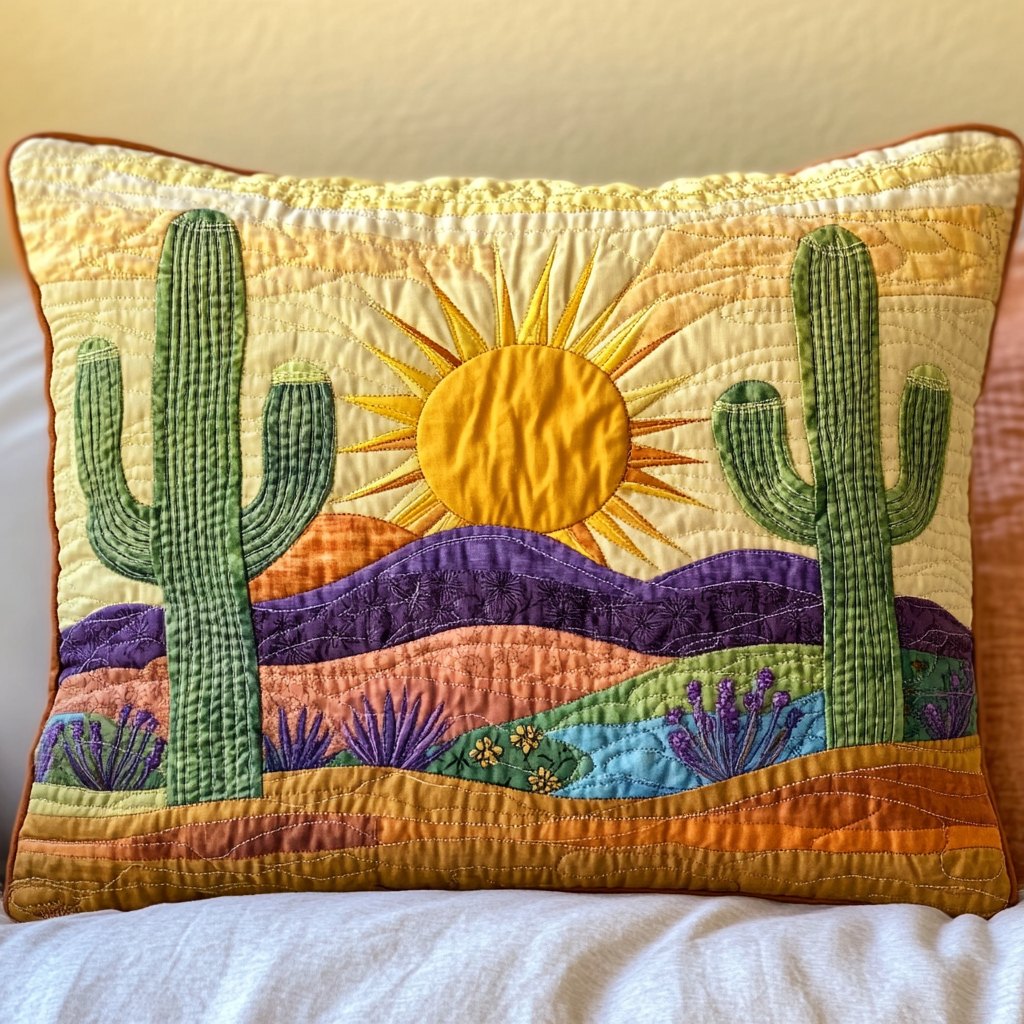 Cactus Sunrise Quilted Bedding Cushion Cover printed cushion cover