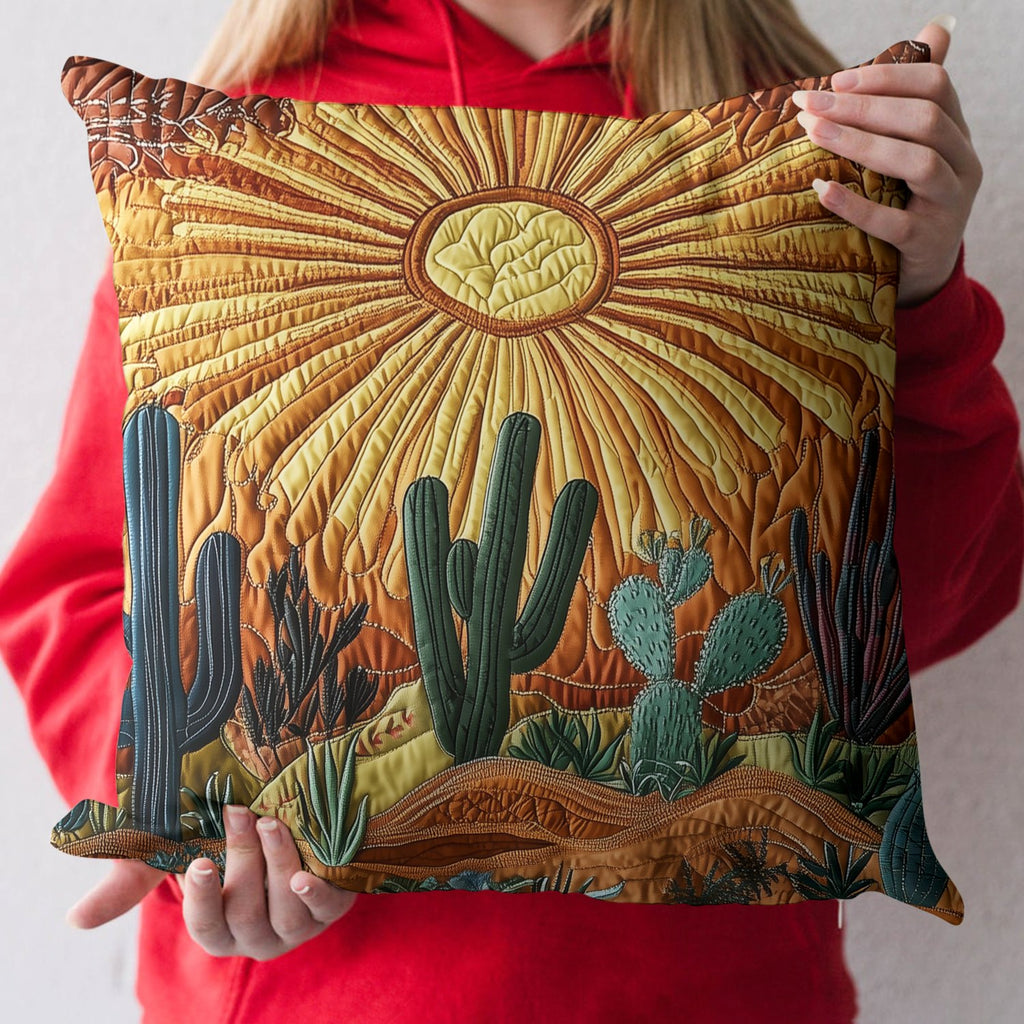 Cactus Sunrise Quilted Cushion Cover printed cushion cover
