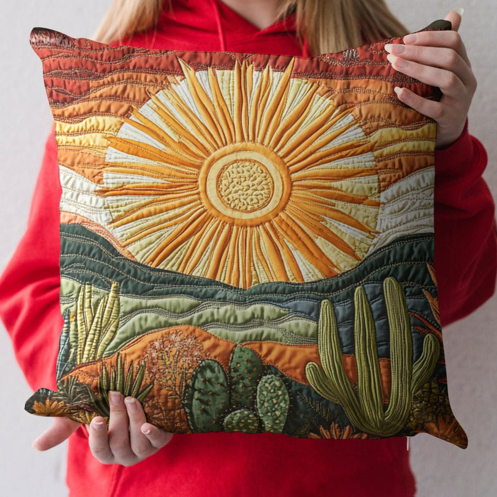 Cactus Sunset Quilted Cushion Cover printed cushion cover