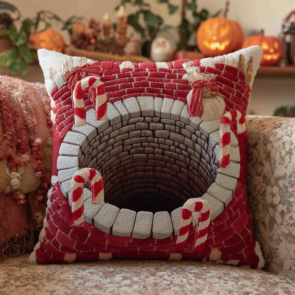 Candy Cane Pit Quilted Cushion Cover printed cushion cover