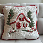 Candy Canes Whimsical House Quilted Cushion Cover printed cushion cover