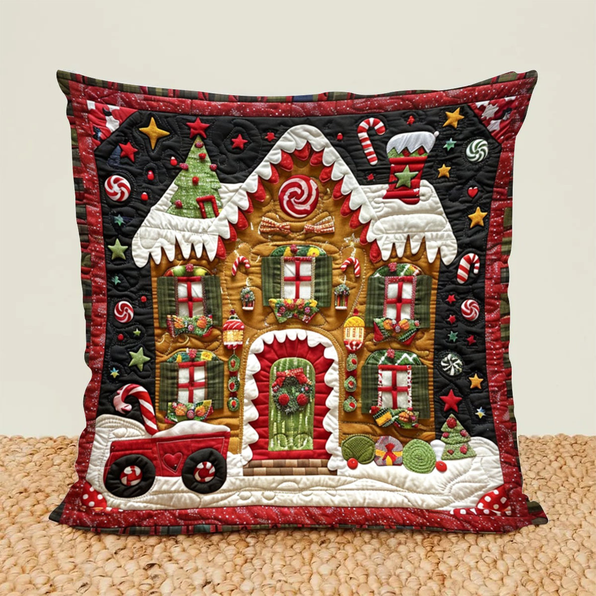 Candy Wonderland Quilted Cushion Cover printed cushion cover