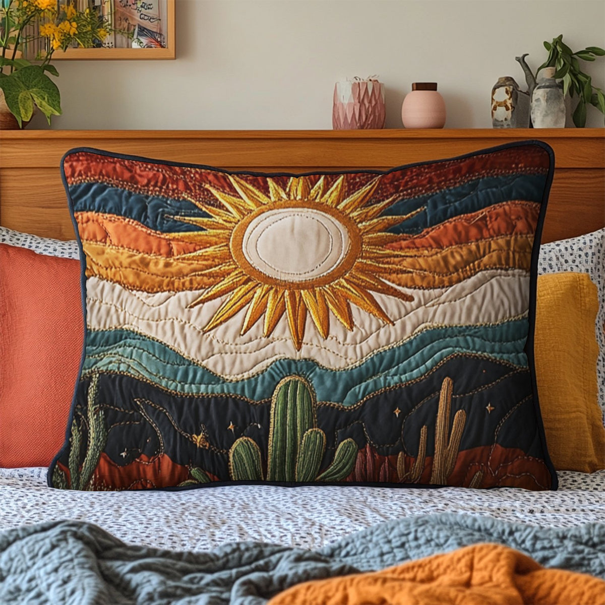 Canyon Rays Quilted Bedding Cushion Cover printed cushion cover