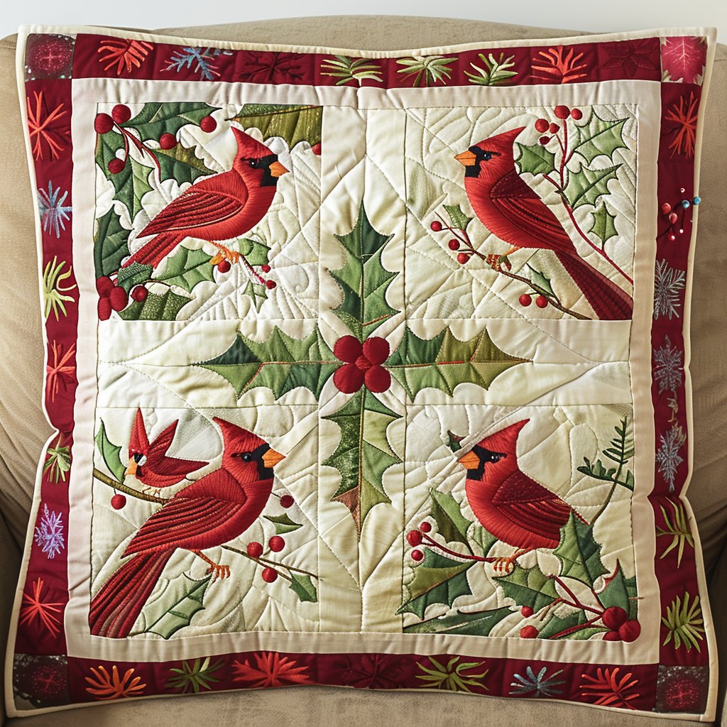 Cardinal Aura Quilted Cushion Cover printed cushion cover
