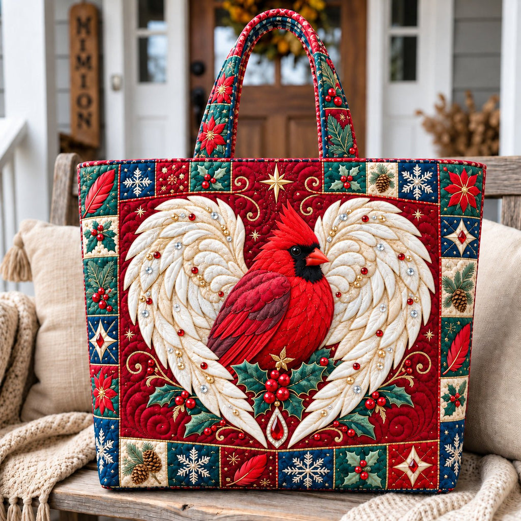 Cardinal Bird Wing Quilted Tote Bag printed tote bag