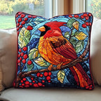 Cardinal Bliss Quilted Cushion Cover printed cushion cover