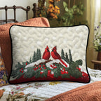 Cardinal Christmas Delight Quilted Bedding Cushion Cover printed cushion cover