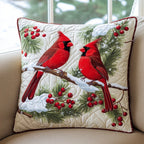 Cardinal Christmas Delight Quilted Cushion Cover printed cushion cover