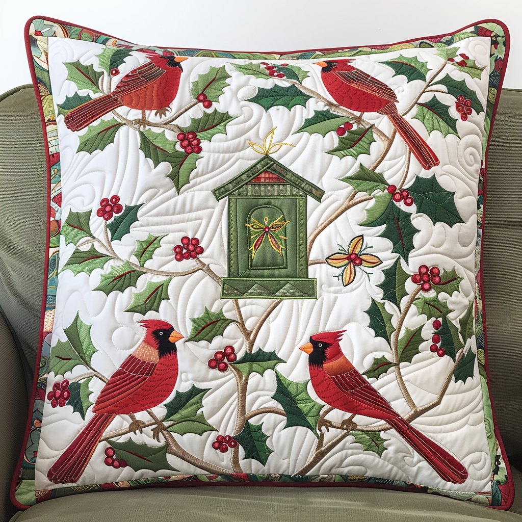 Cardinal Dance Quilted Cushion Cover printed cushion cover