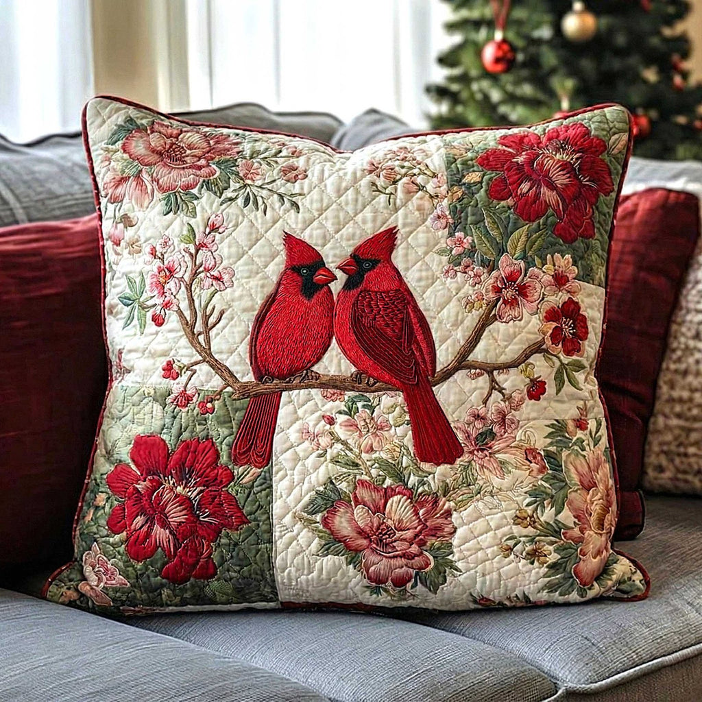 Cardinal Love Quilted Cushion Cover printed cushion cover