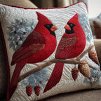 Cardinal Nest Quilted Cushion Cover printed cushion cover