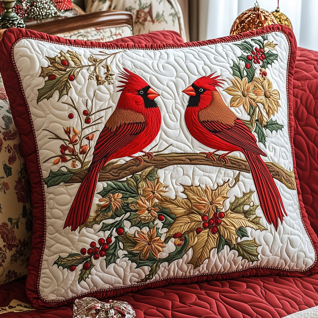 Cardinal Quilted Cushion Cover printed cushion cover