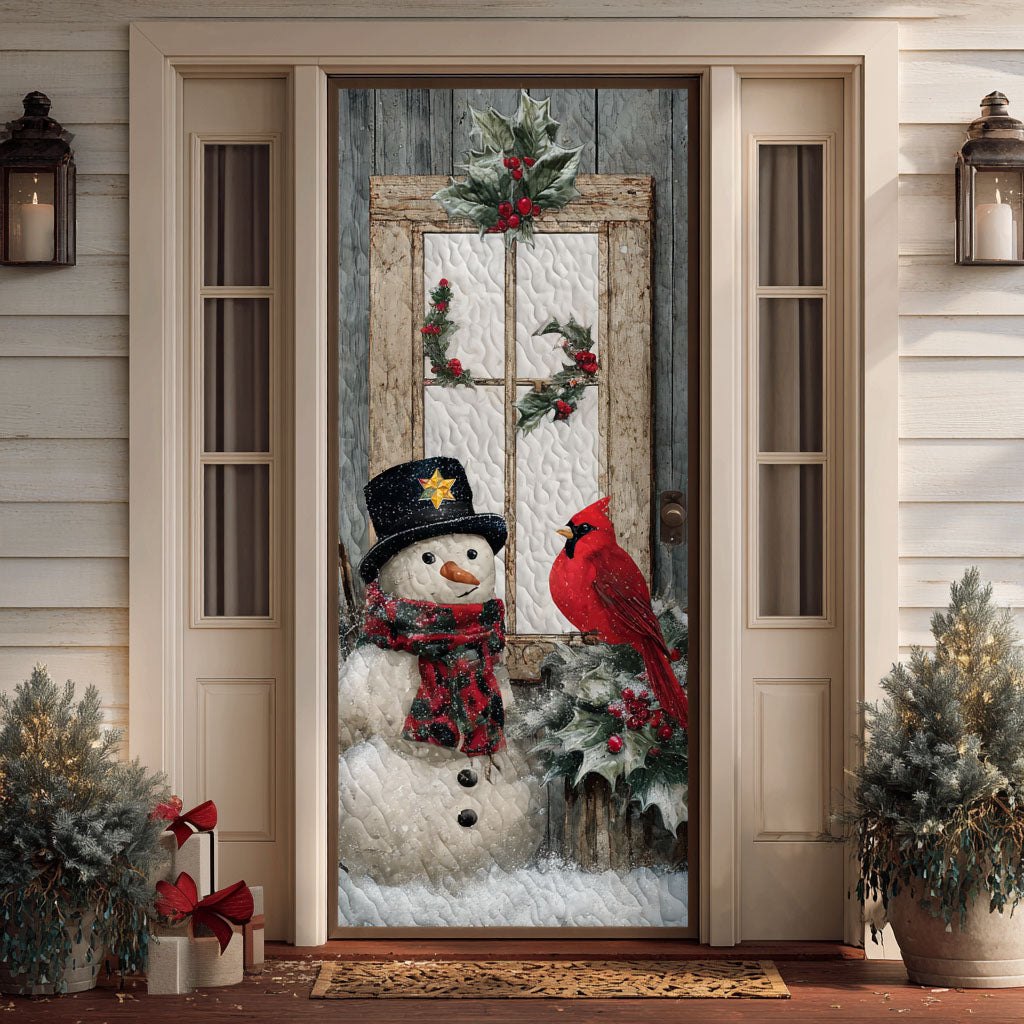 Cardinal Snowman Quilted Door Curtain printed door curtain