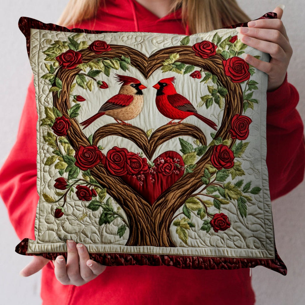 Cardinal Whisper Quilted Cushion Cover printed cushion cover