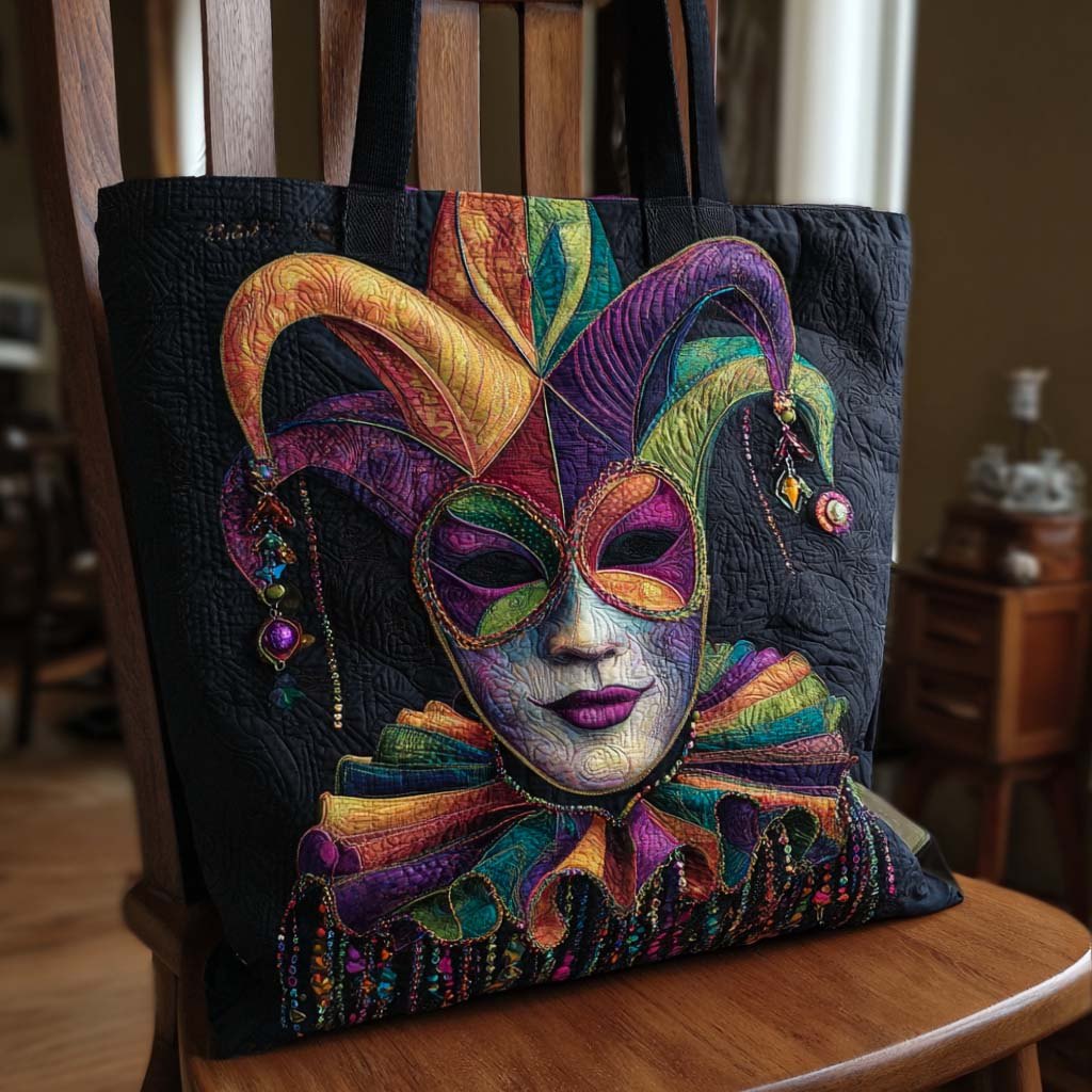 Carnival Queen Quilted Tote Bag printed quilted tote bag