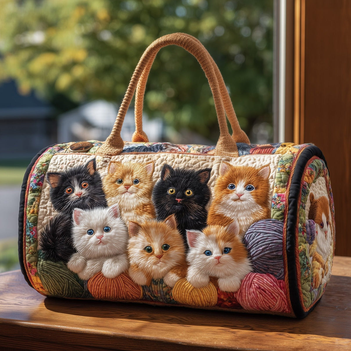 Cat Bliss Quilt Duffle Bag printed duffle bag