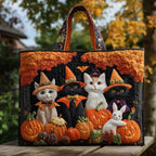 Cat Coven Halloween Quilted Tote Bag printed tote bag
