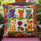 Cat Parade Quilted Cushion Cover printed cushion cover