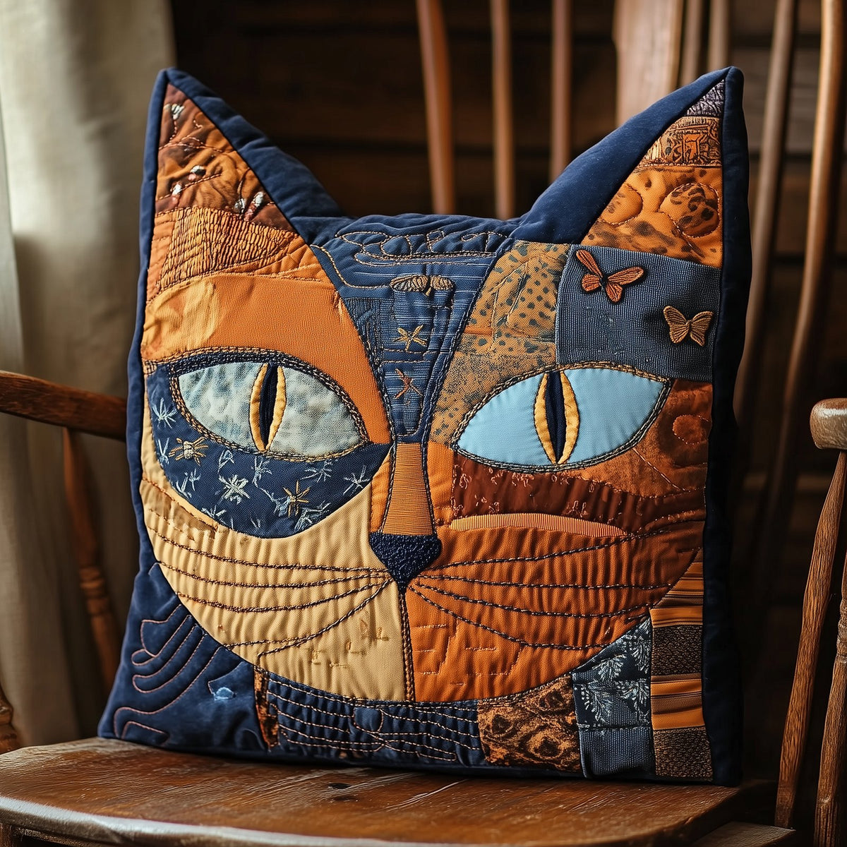 Cat Quilted Cushion Cover printed cushion cover
