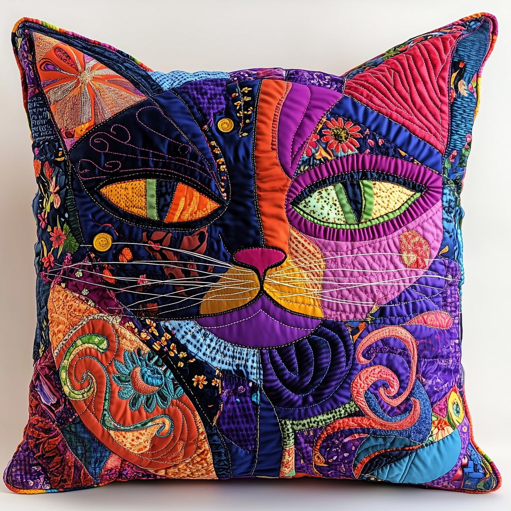 Cat Quilted Cushion Cover printed cushion cover